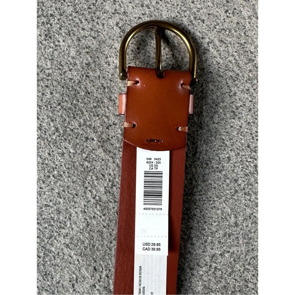 NWT American Eagle AE Cow Leather Belt in Cognac w/ Brass Buckle 34